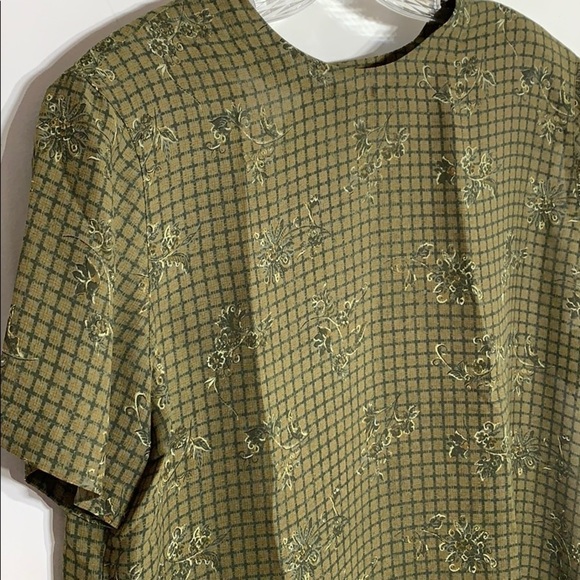 Vintage 80s Rena Rowan Saville skirt top 2 Piece green print set plus size 14 - Picture 3 of 10